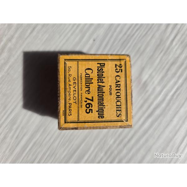 Boite vide d'origine GEVELOT 20 cartouches 7.65 (32ACP) boite r�f: 9253