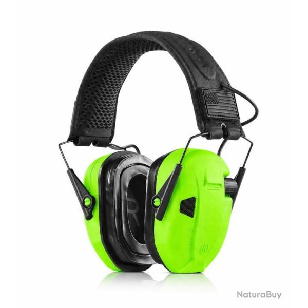 CASQUE APOLLO ANTI-BRUIT ELECTRONIQUE NEON VERT