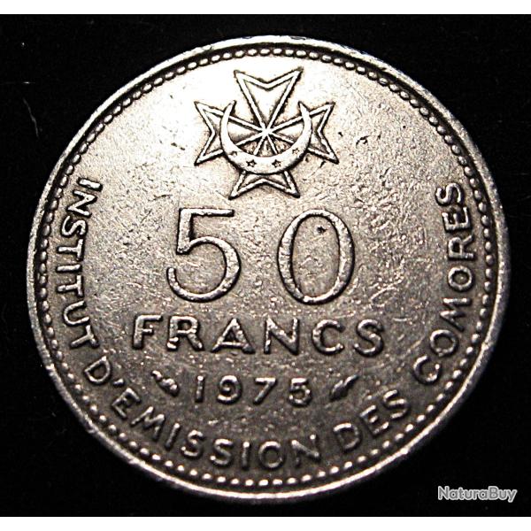 Iles Comores , piece de 50 francs 1975 ttb