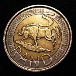 Afrique du sud , piece de 5 rands de 2005 bi-metal ttb