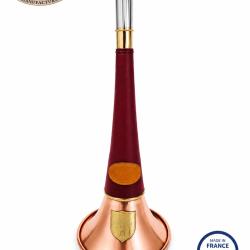 ELLESS - 300C Bordeau -  Droite Pavillon CUIVRE 40 cm "ST HUBERT" Gain&eacute;e Cuir - PERSONNALISABLE !