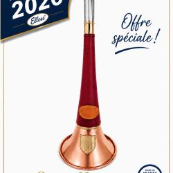 ELLESS - 300C Bordeau -  Droite Pavillon CUIVRE 40 cm "ST HUBERT" Gain&eacute;e Cuir - PERSONNALISABLE !