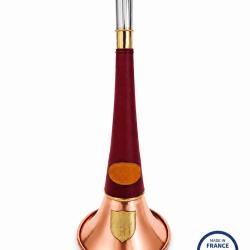 ELLESS - 300C Bordeau -  Droite Pavillon CUIVRE 40 cm "ST HUBERT" Gain&eacute;e Cuir - PERSONNALISABLE !