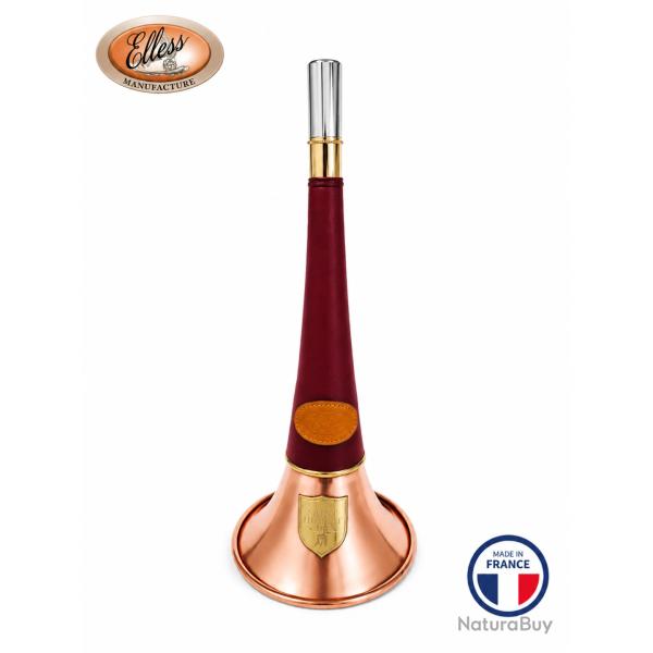 ELLESS - 300C Bordeau -  Droite Pavillon CUIVRE 40 cm "ST HUBERT" Gain�e Cuir - PERSONNALISABLE !