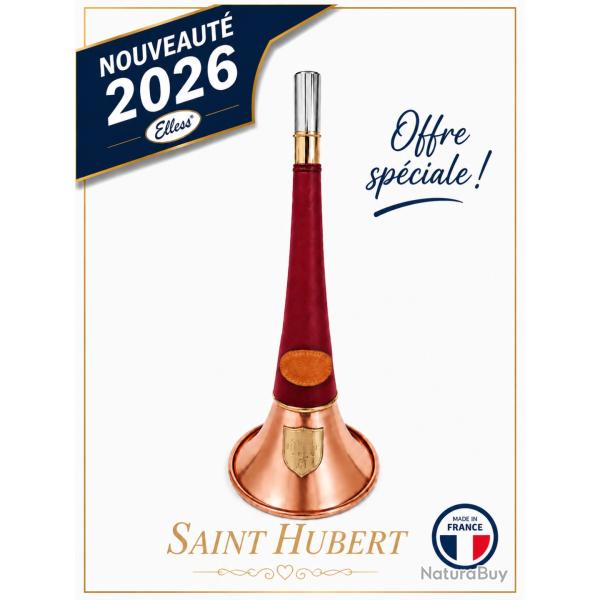 ELLESS - 300C Bordeau -  Droite Pavillon CUIVRE 40 cm "ST HUBERT" Gain�e Cuir - PERSONNALISABLE !