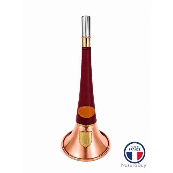 ELLESS - 300C Bordeau -  Droite Pavillon CUIVRE 40 cm "ST HUBERT" Gain�e Cuir - PERSONNALISABLE !