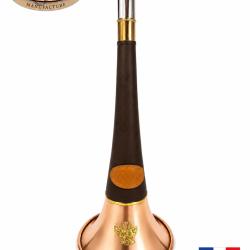 ELLESS - 300C Marron -  Droite Pavillon CUIVRE 40 cm "ST HUBERT" Gain&eacute;e Cuir - PERSONNALISABLE !