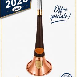 ELLESS - 300C Marron -  Droite Pavillon CUIVRE 40 cm "ST HUBERT" Gain&eacute;e Cuir - PERSONNALISABLE !