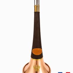 ELLESS - 300C Marron -  Droite Pavillon CUIVRE 40 cm "ST HUBERT" Gain&eacute;e Cuir - PERSONNALISABLE !