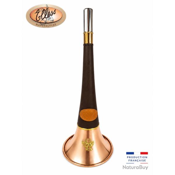 ELLESS - 300C Marron -  Droite Pavillon CUIVRE 40 cm "ST HUBERT" Gain�e Cuir - PERSONNALISABLE !