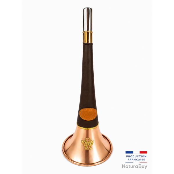 ELLESS - 300C Marron -  Droite Pavillon CUIVRE 40 cm "ST HUBERT" Gain�e Cuir - PERSONNALISABLE !