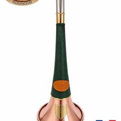ELLESS - 300C Verte -  Droite Pavillon CUIVRE 40 cm "ST HUBERT" Gain&eacute;e Cuir - PERSONNALISABLE !