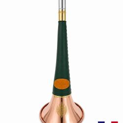 ELLESS - 300C Verte -  Droite Pavillon CUIVRE 40 cm "ST HUBERT" Gain&eacute;e Cuir - PERSONNALISABLE !