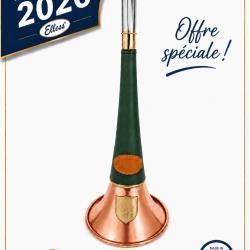 ELLESS - 300C Verte -  Droite Pavillon CUIVRE 40 cm "ST HUBERT" Gain&eacute;e Cuir - PERSONNALISABLE !