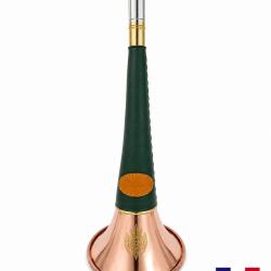 ELLESS - 300C Verte -  Droite Pavillon CUIVRE 40 cm "ST HUBERT" Gain&eacute;e Cuir - PERSONNALISABLE !