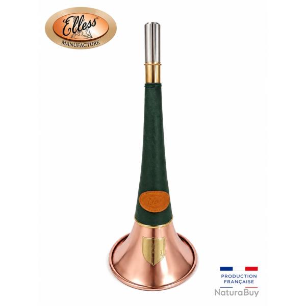 ELLESS - 300C Verte -  Droite Pavillon CUIVRE 40 cm "ST HUBERT" Gain�e Cuir - PERSONNALISABLE !