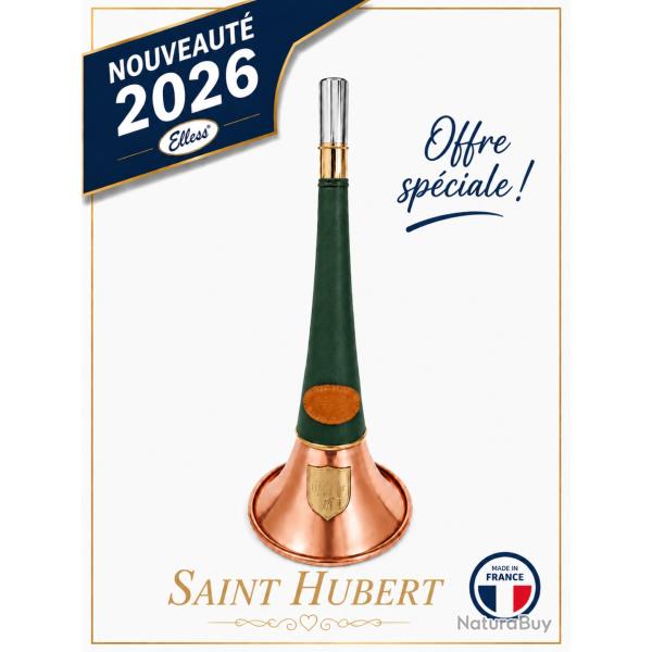ELLESS - 300C Verte -  Droite Pavillon CUIVRE 40 cm "ST HUBERT" Gain�e Cuir - PERSONNALISABLE !
