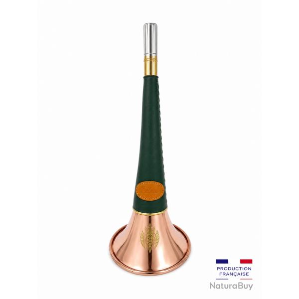 ELLESS - 300C Verte -  Droite Pavillon CUIVRE 40 cm "ST HUBERT" Gain�e Cuir - PERSONNALISABLE !