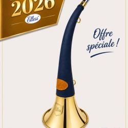 ELLESS - 165 - Trompe Ronde Cintr&eacute;e Pavillon 40 cm polie "DIANE 40 LUXE Bleue" - Embout Moyen