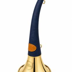 ELLESS - 165 - Trompe Ronde Cintr&eacute;e Pavillon 40 cm polie "DIANE 40 LUXE Bleue" - Embout Moyen