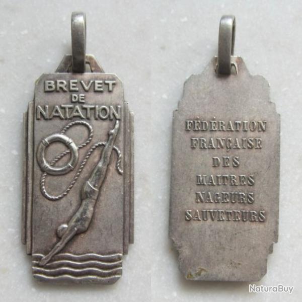 ANCIENNE MEDAILLE FFMNS FEDERATION FRANCAISE des MAITRES NAGEURS SAUVETEURS - BREVET NATIONAL