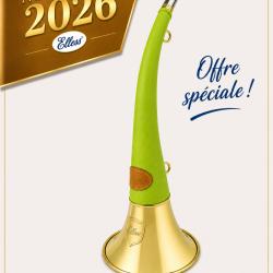 ELLESS - 165 - Trompe Ronde Cintr&eacute;e Pavillon 40 cm polie "DIANE 40 LUXE Vert Clair" - Embout Moyen