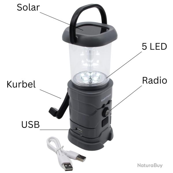 EASYMAXX Radio/Lanterne Dynamo/Solaire/USB-A de Blackout