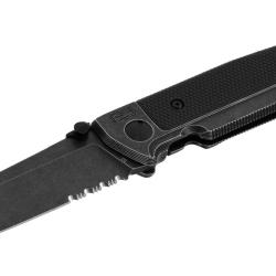 COUTEAU PLIANT WALTHER Q5 STEEL FRAME FOLDER BLACKWASH SERRATED