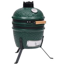 Barbecue &agrave; fumoir Kamado 2-en-1 C&eacute;ramique 56 cm Vert