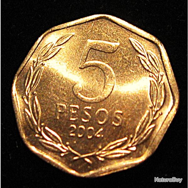 CHILI , piece de 5 pesos ttb 2004