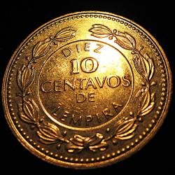 honduras , piece de 10 centavos 1999 ttb+ diametre  26 mm