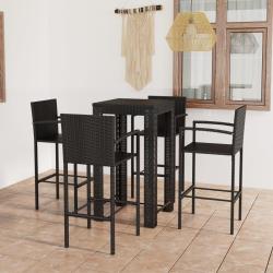 Ensemble de bar d'ext&eacute;rieur 5 pcs accoudoir R&eacute;sine tress&eacute;e Noir