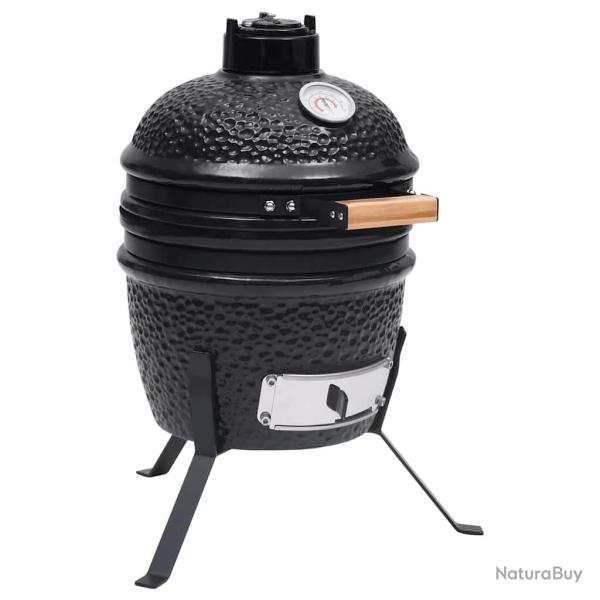 Barbecue � fumoir Kamado 2-en-1 C�ramique 56 cm Noir