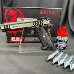 Nouveaut&eacute; 2026 "PACK PR&Ecirc;T A TIRER" PISTOLET RUGER SR1911 COMPETITION CO2 CAL BB/4.5MM UMAREX
