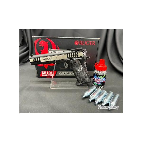 Nouveaut� 2026 "PACK PR�T A TIRER" PISTOLET RUGER SR1911 COMPETITION CO2 CAL BB/4.5MM UMAREX