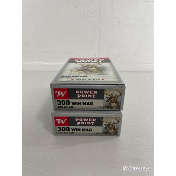 !! Vente Flash !! CARTOUCHE WINCHESTER 300WM 180GR POWER POINT x20 PAR 2 BOITES