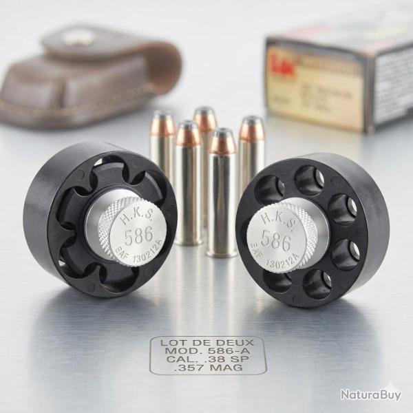 OP ACC - LOT DE 2 SPEEDLOADERS H.K.S MODELE 586 CALIBRE 38SP/357MAG POUR SMITH&WESSON/RUGER
