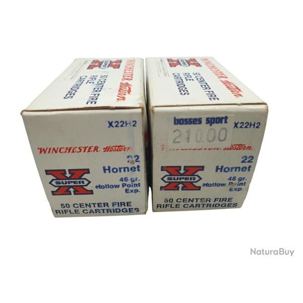 DESTO AMMO - LOT DE 100 CARTOUCHES WINCHESTER SUPER-X 22HORNET 45Gr HP