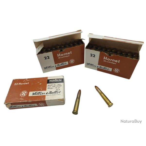 DESTO AMMO - LOT DE 60 CARTOUCHES SELLIER BELLOT 22HORNET FMJ 45gr