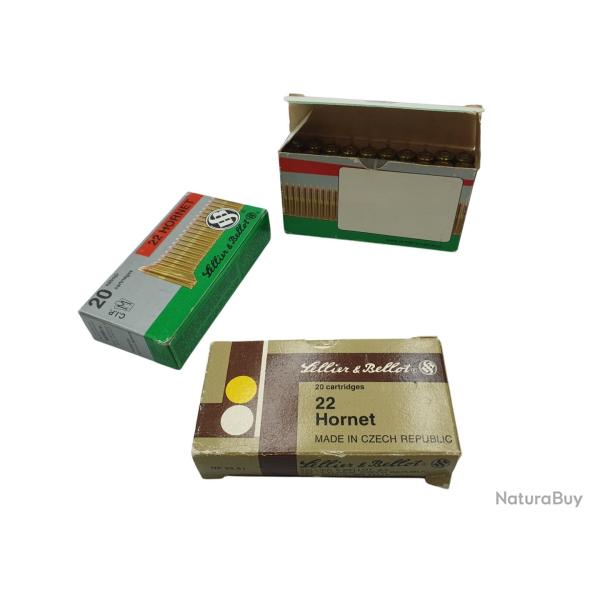 DESTO AMMO - LOT DE 55 CARTOUCHES SELLIER BELLOT CAL.22HORNET FMJ 45gr