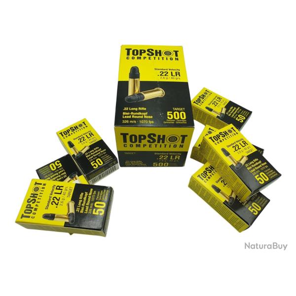 DESTO AMMO - LOT DE 850 CARTOUCHES TOP SHOT 22LR RN 40Gr