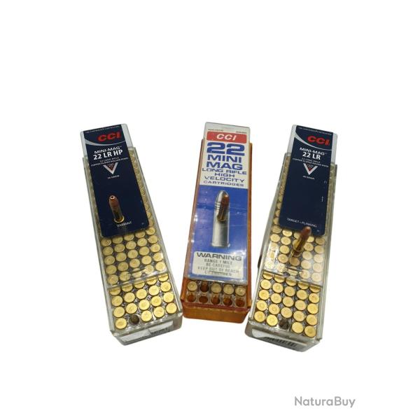 DESTO AMMO - LOT DE 295 MUNITIONS CCI MINI MAG CALIBRE 22LR OGIVES HP ET RN