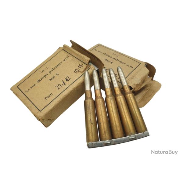 DESTO AMMO - LOT DE 25 MUNITIONS SURPLUS MILITAIRE 6.5x55SE AVEC CLIP
