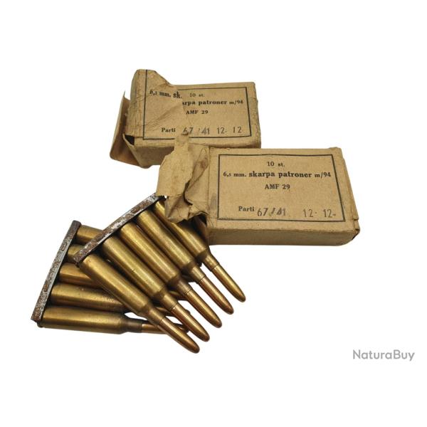 DESTO AMMO - LOT DE 30 MUNITIONS SURPLUS MILITAIRE 6.5x55SE AVEC CLIP