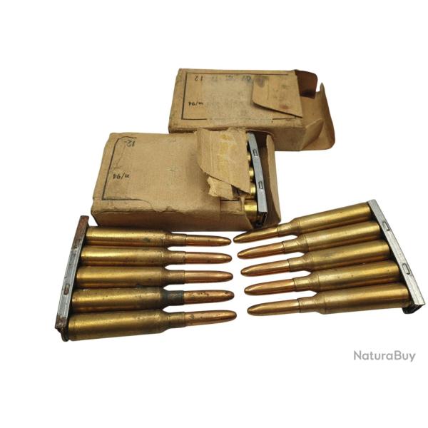 DESTO AMMO - LOT DE 30 MUNITIONS SURPLUS MILITAIRE 6.5x55SE AVEC CLIP