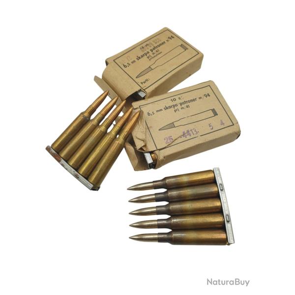 DESTO AMMO - LOT DE 30 MUNITIONS SURPLUS MILITAIRE 6.5x55SE AVEC CLIP
