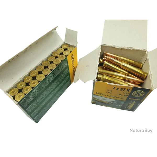 DESTO AMMO - LOT DE 64 MUNITIONS SELLIER BELLOT CAL.7x57R FMJ 140Grs