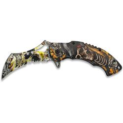 COUTEAU PLIANT 3D TETE DE MORT LAME 8.3CM