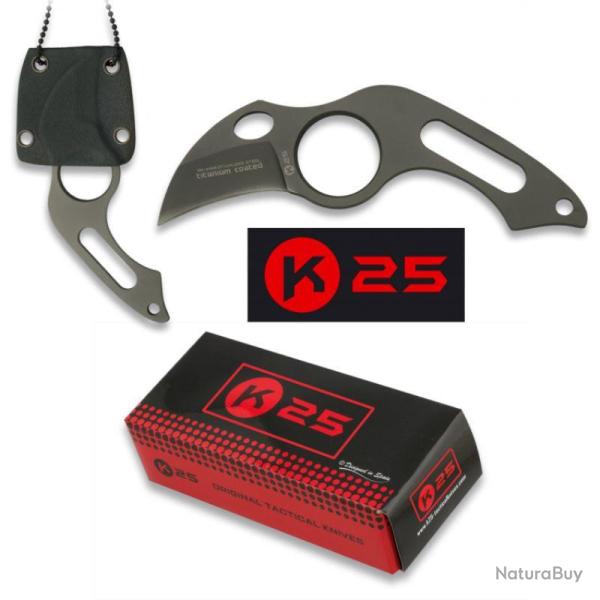 COUTEAU DE COU TACTIQUE K25 TITANE LAME 3.9CM