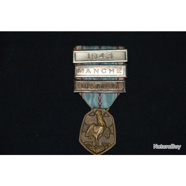 MEDAILLE COMMEMORATIVE 1939/45-MANCHE-1943-LIBERATION-FRENCH MEDAL 2�WW-2� GUERRE MONDIALE